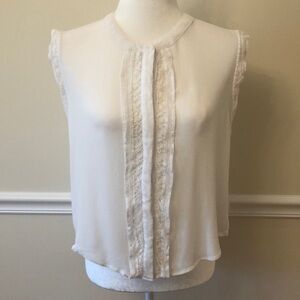 Anthropologie Eri + Ali White Sleeveless Blouse with Lace Size Medium